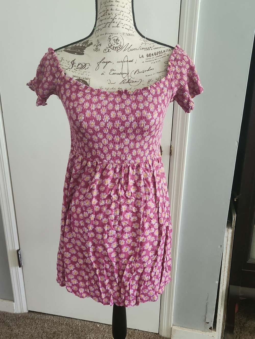 Rewind Pink and Yellow Floral Smocked Top